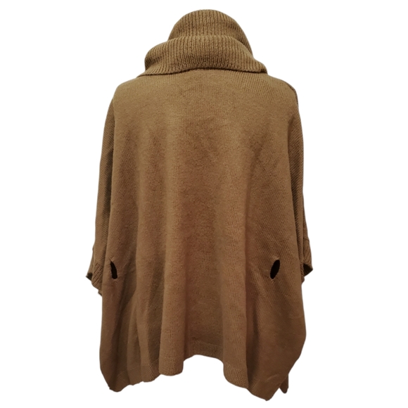 H&M Cozy Cowl Neck Oversized Sweater Knit Poncho Brown S-M-L - Picture 5 of 7